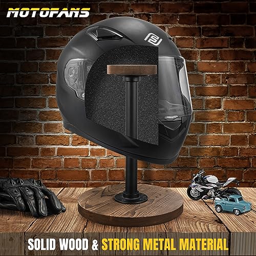 Rustic Burnt Wood Motorcycle Helmet Stand