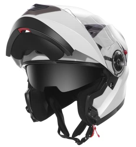 YEMA Modular Helmet - DOT Approved, White, XL