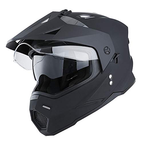 1Storm Off Road Dual Visor Helmet, Black, Size L