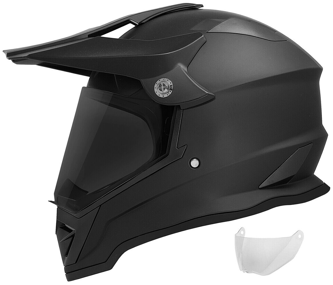 Matte Black Dual Sport Motocross Helmet with Smoked Shield