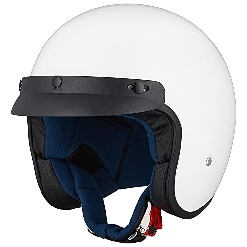 ILM Retro Vintage Open Face Motorcycle Helmet - White