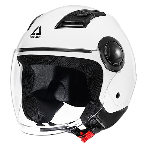TRIANGLE Open Face Scooter Helmet - Glossy White
