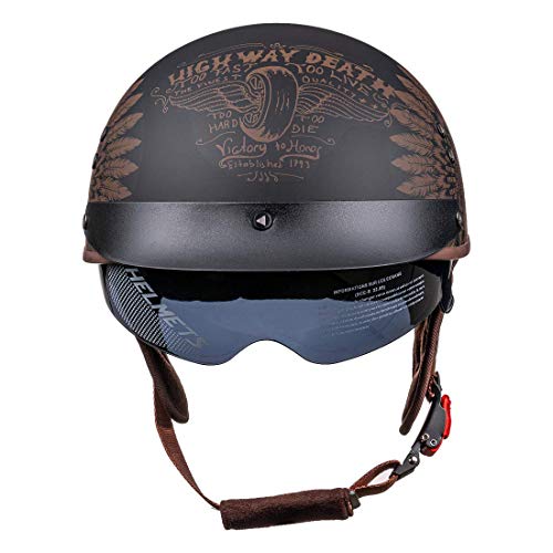 VCOROS Dot Approved Sun Visor Half Helmet - Indian (L)