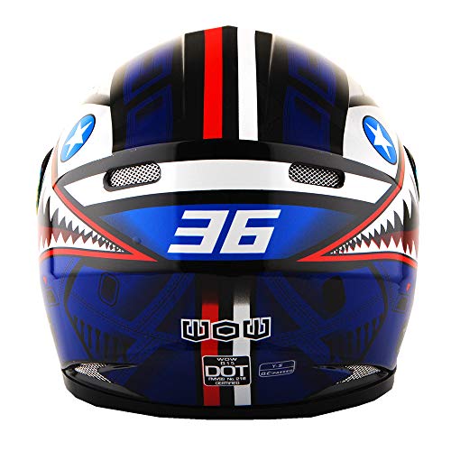Youth Kids Shark Blue Full Face Motorcycle Helmet
