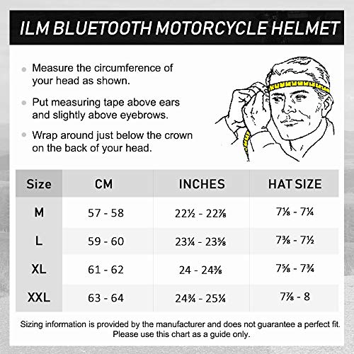ILM Bluetooth Modular Motorcycle Helmet - Matte Black, Large