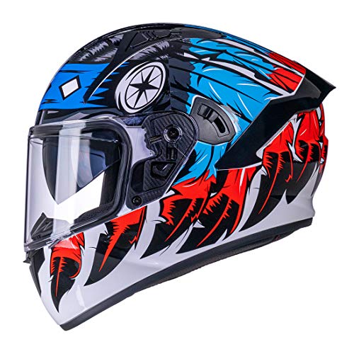 VCOROS X9 Motorcycle Helmet with Bluetooth and Sun Visor (Indian Eagle, XL)