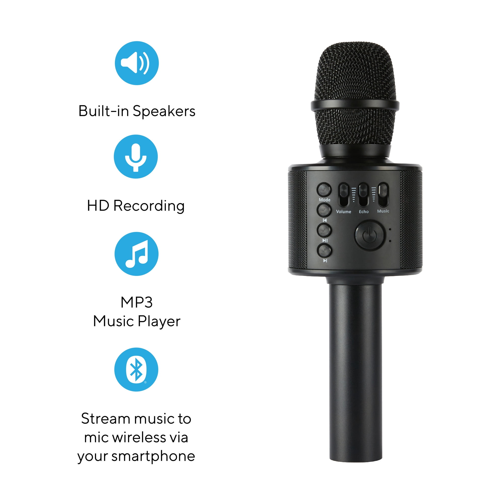 Wireless Bluetooth Karaoke Microphone with Speakers | Black