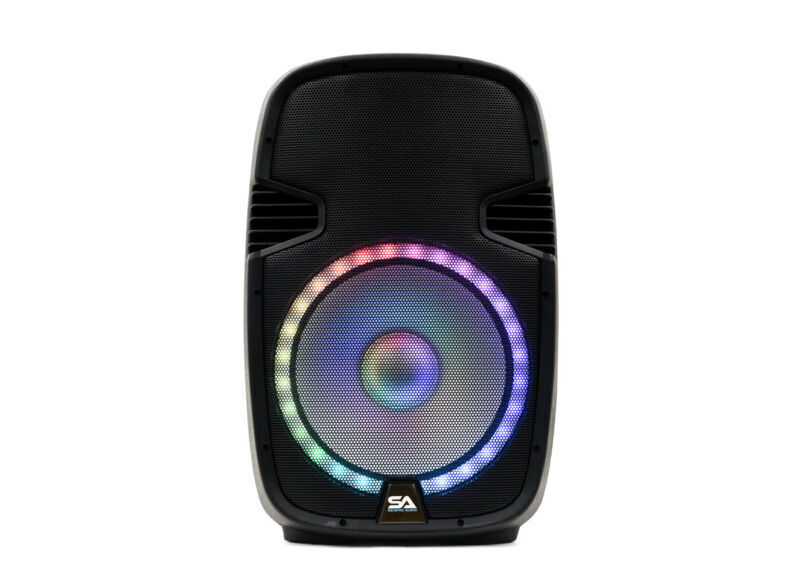 15" DJ Karaoke Speaker Set with Bluetooth, LED & 2 Wireless Mics