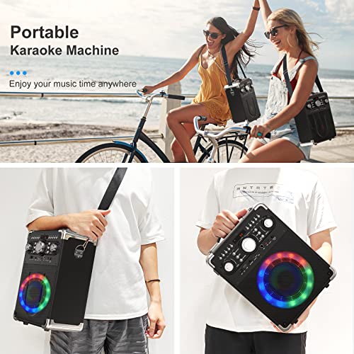 Portable Karaoke Machine with 3 Microphones, DJ Lights