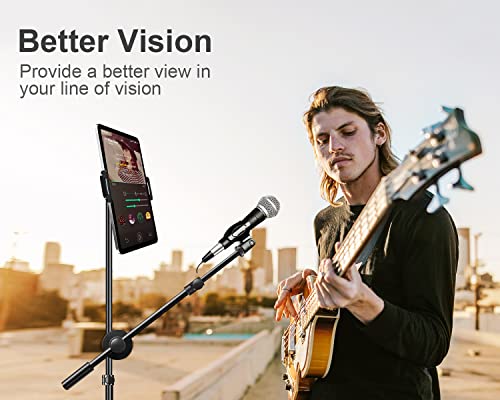 Adjustable Karaoke Floor Tablet Stand with Boom Mic