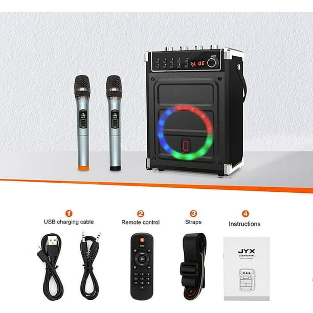 Bluetooth Karaoke Machine with Wireless Microphones and Recording