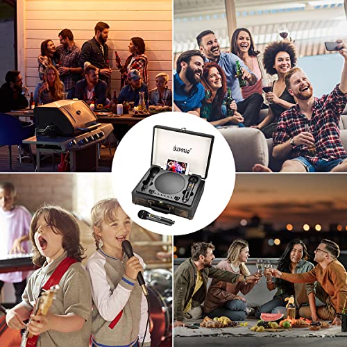 ALPOWL Portable Bluetooth Karaoke Machine with 2 Microphones