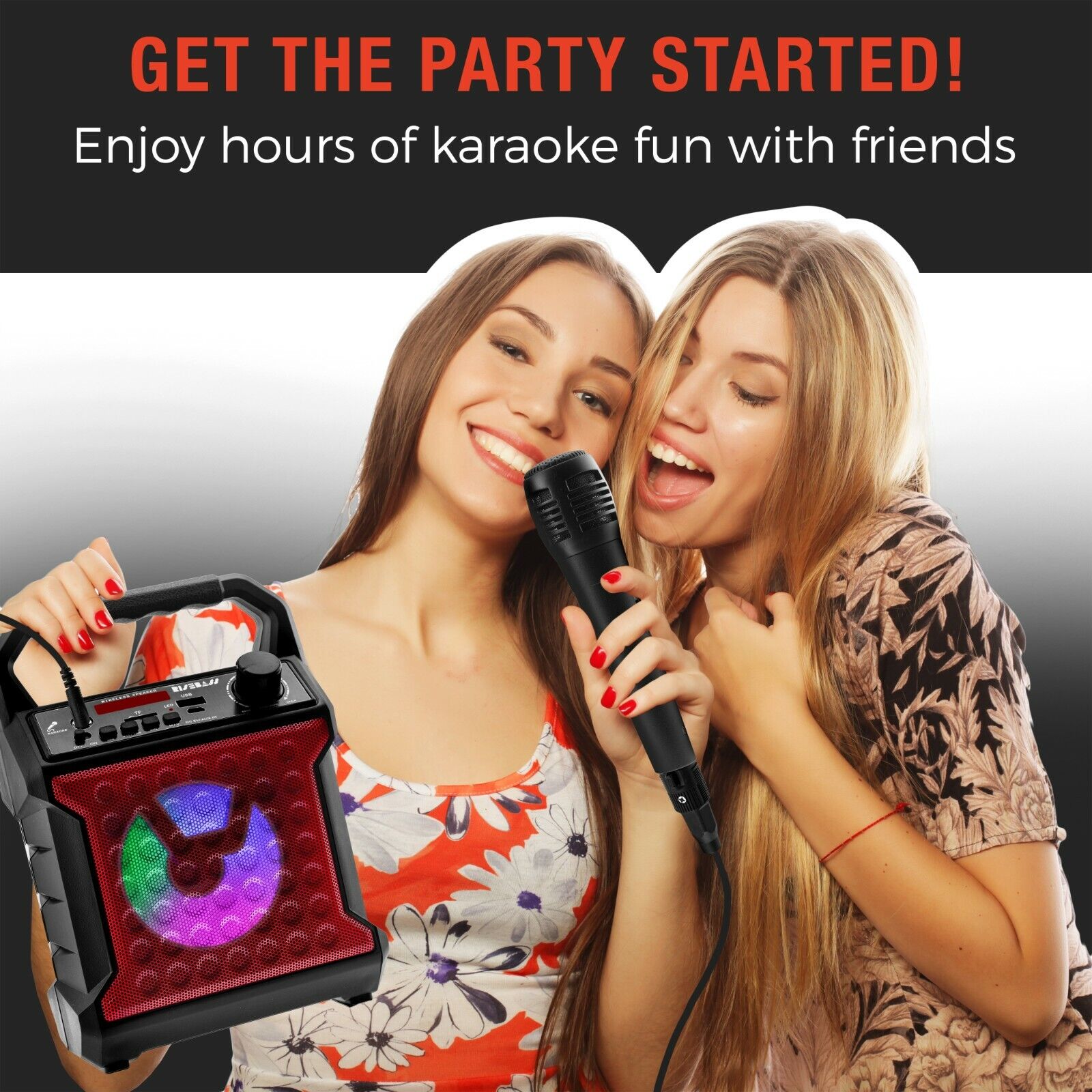 Bluetooth Karaoke Speaker with Microphone and Party Light
