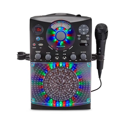 Karaoke Machine with Wired Microphone - LED Disco Lights - Bluetooth