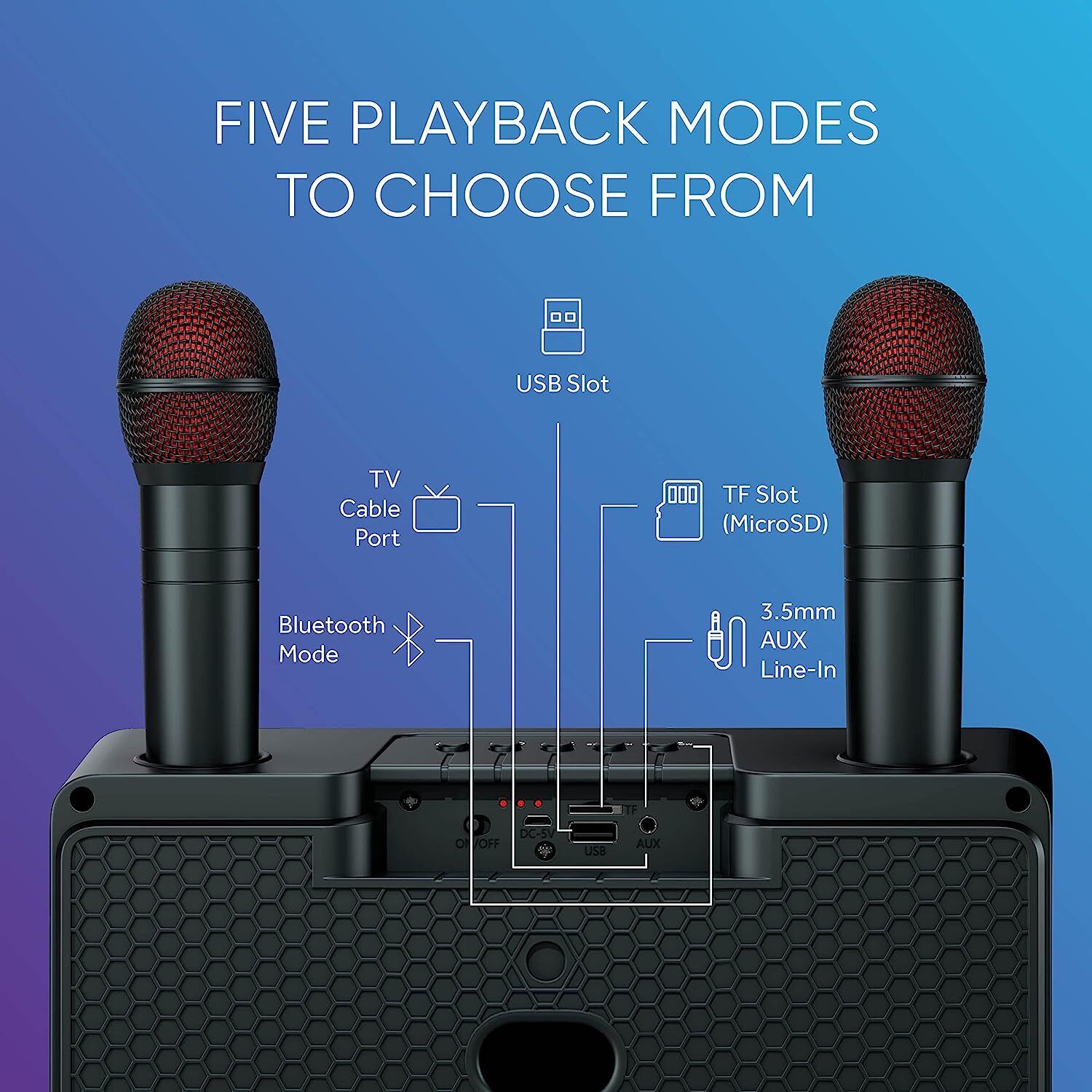 2 Wireless Microphone Karaoke Machine for Adults and Kids
