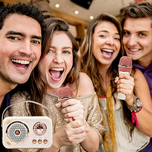 Bluetooth Karaoke Speaker Set, Retro Portable Handheld Mic