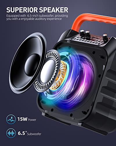 Portable Karaoke Machine with Wireless Microphones and LED Lights