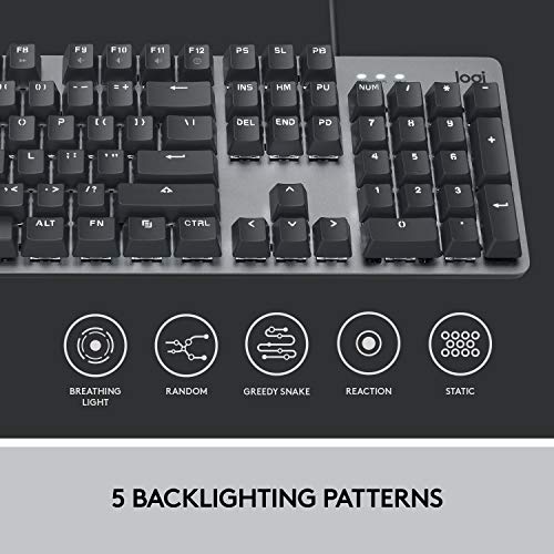 Logitech K845 Mechanical Illuminated Keyboard, Aluminum, Full Size