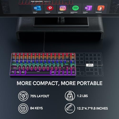 SABLUTE Compact Bluetooth Mechanical Gaming Keyboard