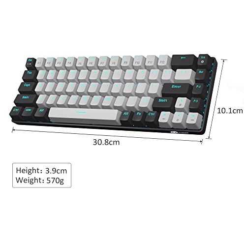 MageGee 60% Mechanical Gaming Keyboard, LED Backlit Compact 68 Keys - Grey/Black