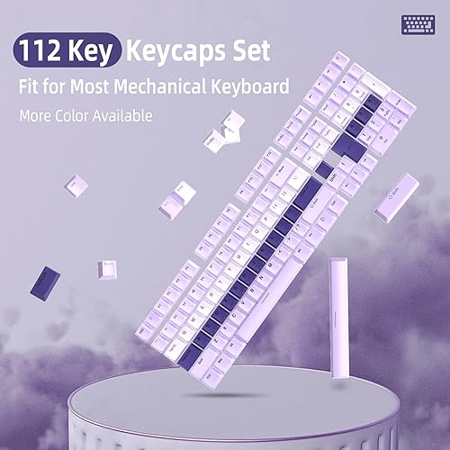 Custom Gradient Light Purple ABS Keycap Set - 112 Key OEM Profile for Mechanical Keyboards