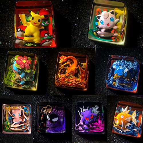 Transparent Anime Resin Keycaps for Gaming Mechanical Keyboards