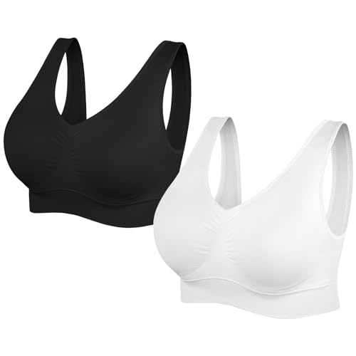 SIMIYA Women's Comfort Yoga Bras, 2 Pack, Size XXXL
