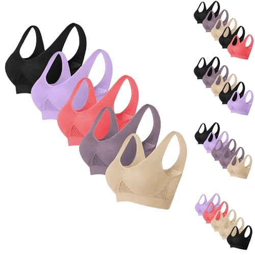 5PC Plus Size Yoga Sports Bra Set
