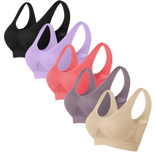 5PC Plus Size Yoga Sports Bra Set