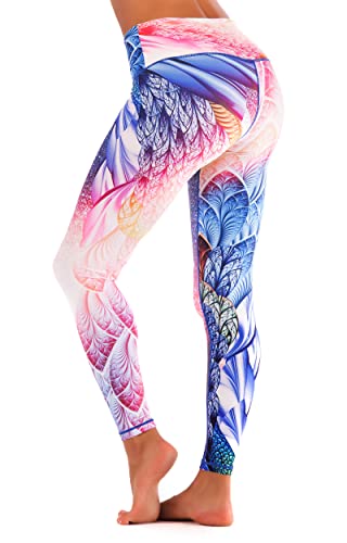 Peacock Print Compression Yoga Leggings with Inner Pockets