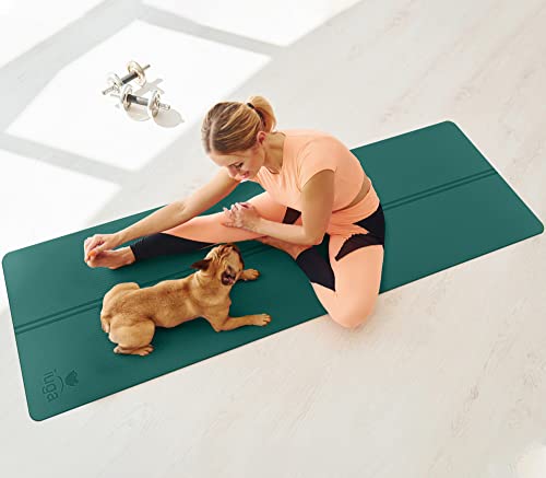 Eco-Friendly Yoga Mat with Alignment Lines & Strap
