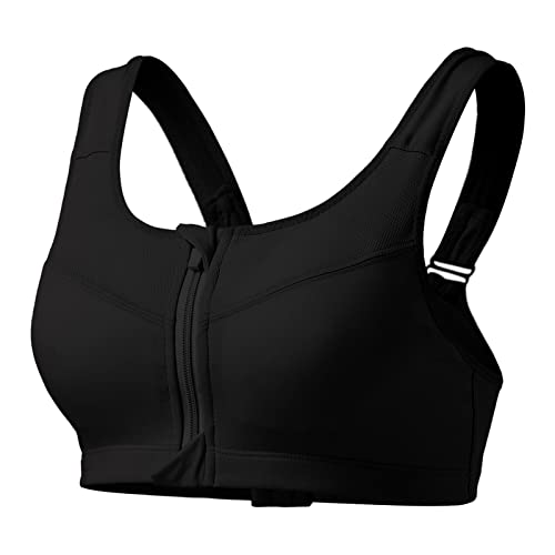 Angxiwan Women's High Impact Zip Front Sports Bra
