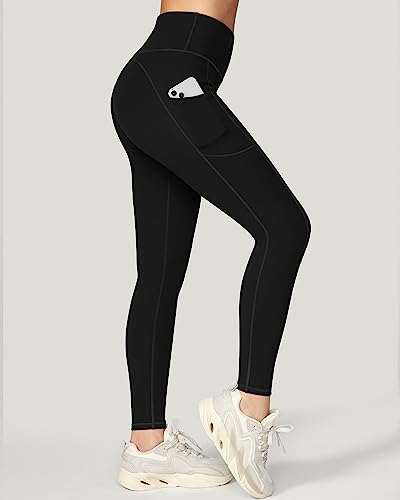 IUGA Black Yoga Pants with Tummy Control, Pockets, Women