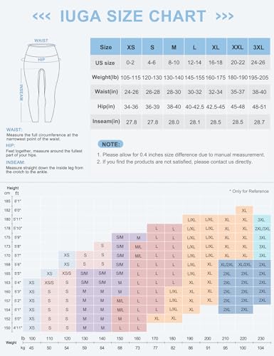 IUGA Black Yoga Pants with Tummy Control, Pockets, Women