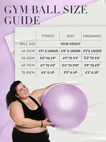 Purple 65cm PhysKcal Gym Ball for Yoga Pilates