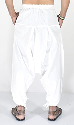 Men's Cotton Solid Harem Yoga Pants White Hippie