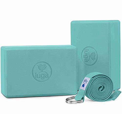 IUGA Yoga Block Set with Metal D-Ring Strap
