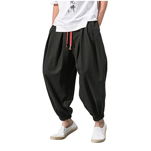Men's Japanese Style Hippie Yoga Harem Pants Black