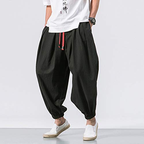 Men's Japanese Style Hippie Yoga Harem Pants Black