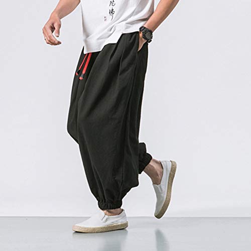Men's Japanese Style Hippie Yoga Harem Pants Black