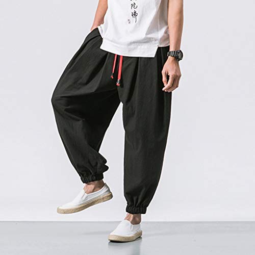 Men's Japanese Style Hippie Yoga Harem Pants Black