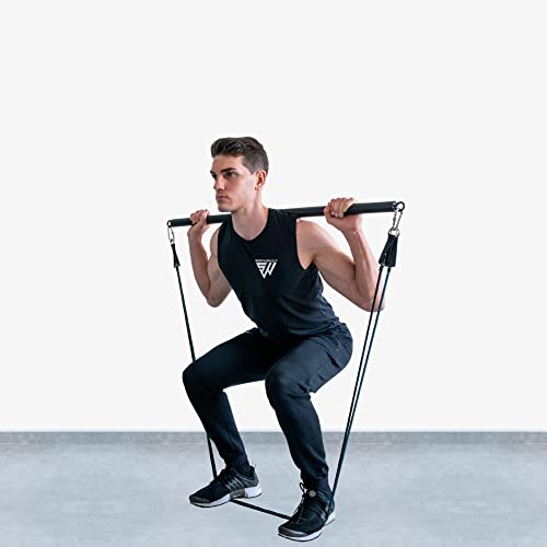 Adjustable Resistance Bands Set with Training Program and Bar