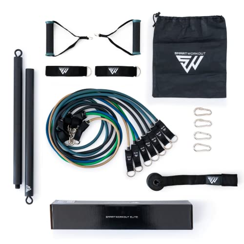 Adjustable Resistance Bands Set with Training Program and Bar