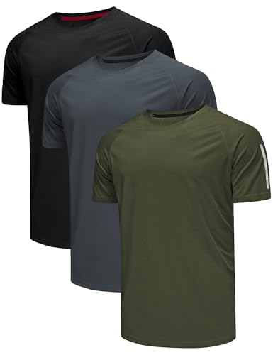 Men's Breathable Dry Fit Yoga T-Shirts 3 Pack