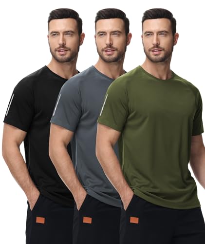 Men's Breathable Dry Fit Yoga T-Shirts 3 Pack