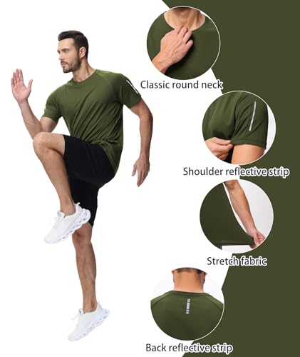 Men's Breathable Dry Fit Yoga T-Shirts 3 Pack