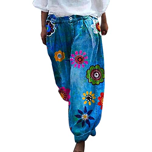 Boho Hippie Printed Wide Leg Cropped Yoga Pants