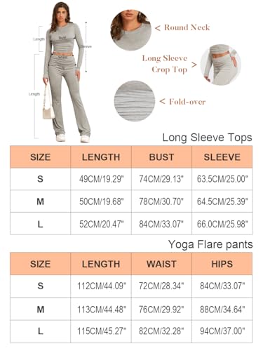 Famulily Women's Black Crop Top and Flare Pants Yoga Set