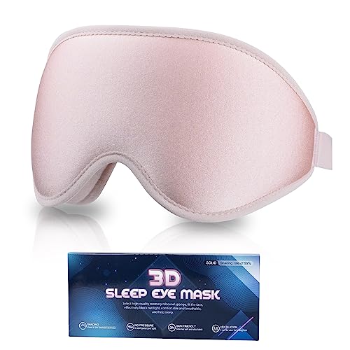 3D Contoured Sleep Eye Mask, Light Blocking, Pink