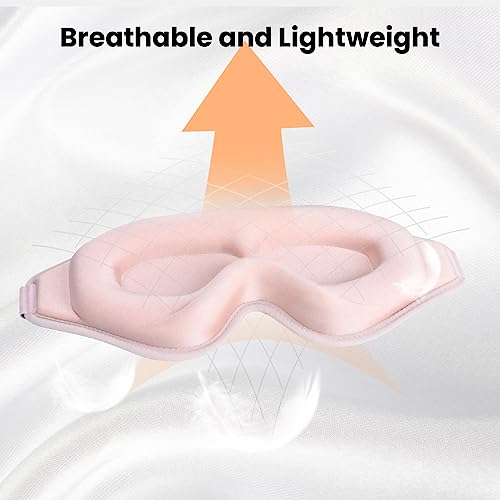 3D Contoured Sleep Eye Mask, Light Blocking, Pink
